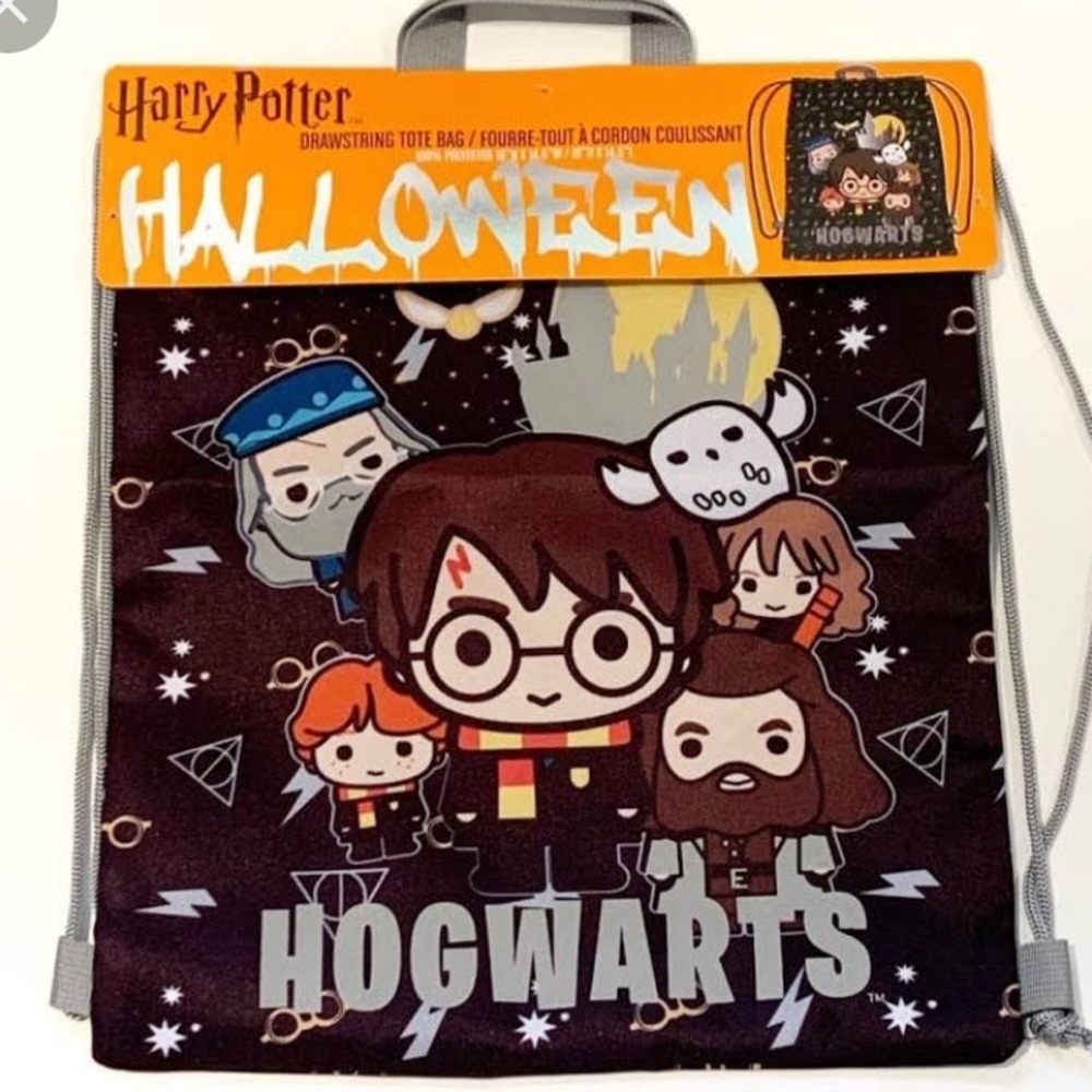 NWT Mad Engine Harry Potter Halloween Drawstring Cinch Tote Bag Hogwarts